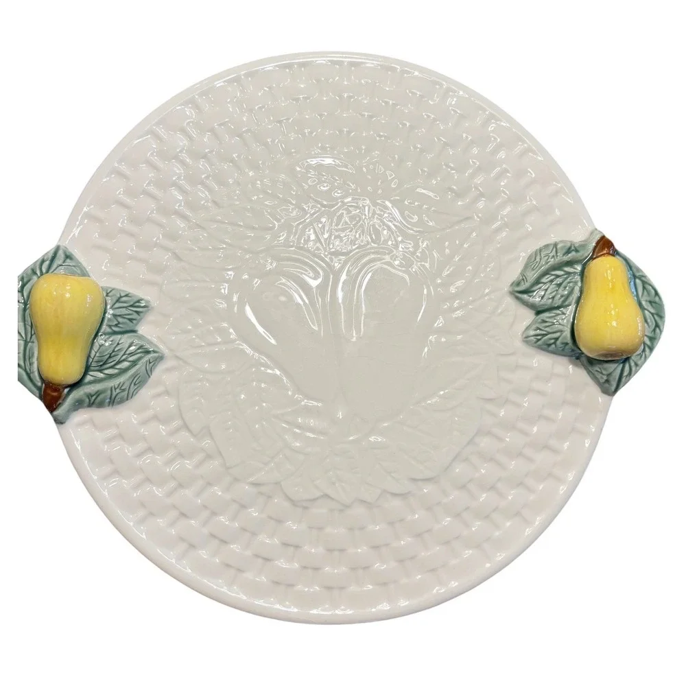Studio Nova VINTAGE 90s Pear Bloom Handpainted Ceramic 12in Serving Cake Platter